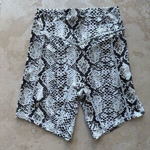 Women's Black and White Snake Print Bike Shorts
